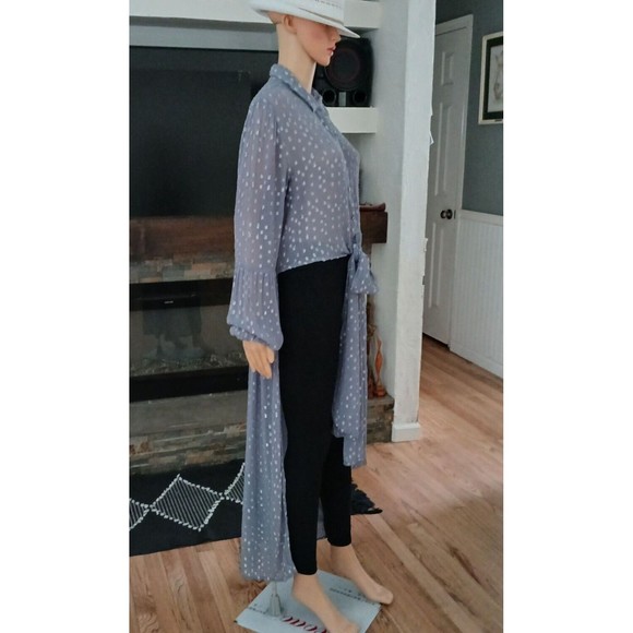 Venus Womens Sz 12 Long Flowing Crop Top Sheer Peasant Beachy Boho Asian Indian - Picture 6 of 12